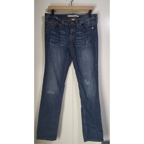HANG TEN Juniors SZ 5 y2k Skinny Distressed Denim Jeans Low Rise - Picture 1 of 9